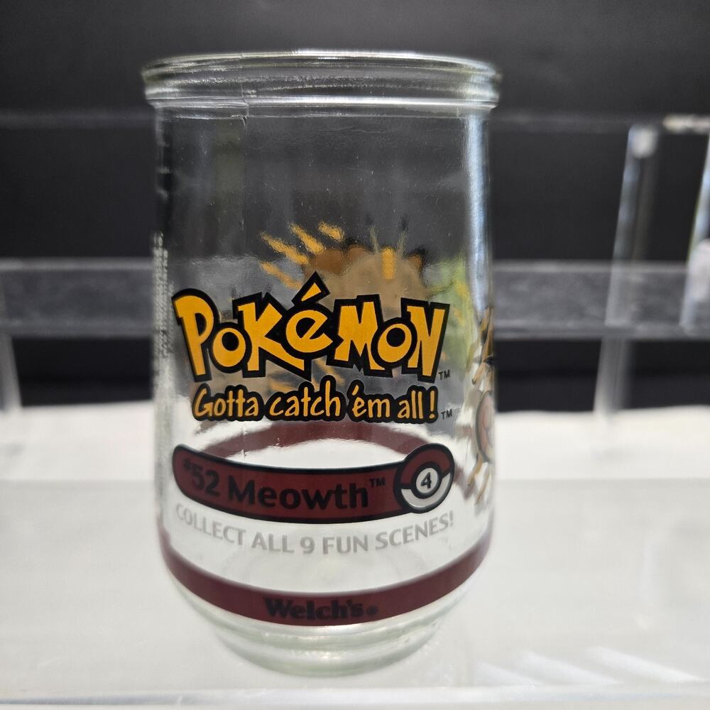 Welch's Nintendo Pokémon 52 Meowth Glass Jelly Jar No Lid 1999 4in Perfect
